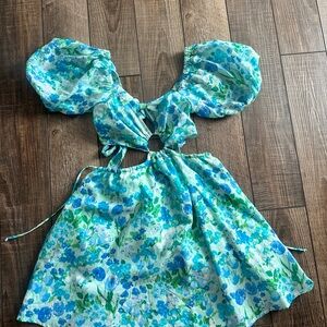 Floral Blue Mini Dress